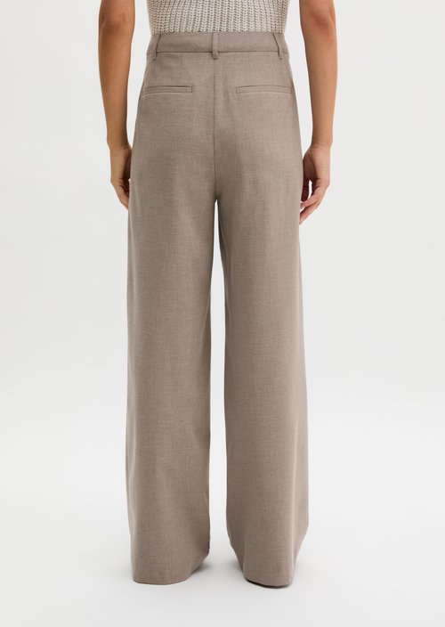 Pleated trousers wide — Chalky Brown Melange