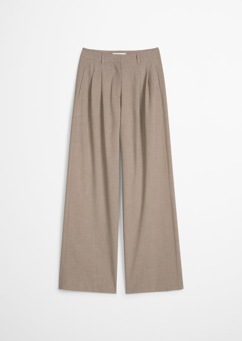Pleated trousers wide — Chalky Brown Melange