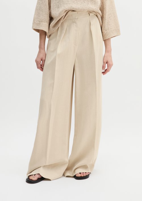 Wide tailored trousers — Dusty Beige Melange