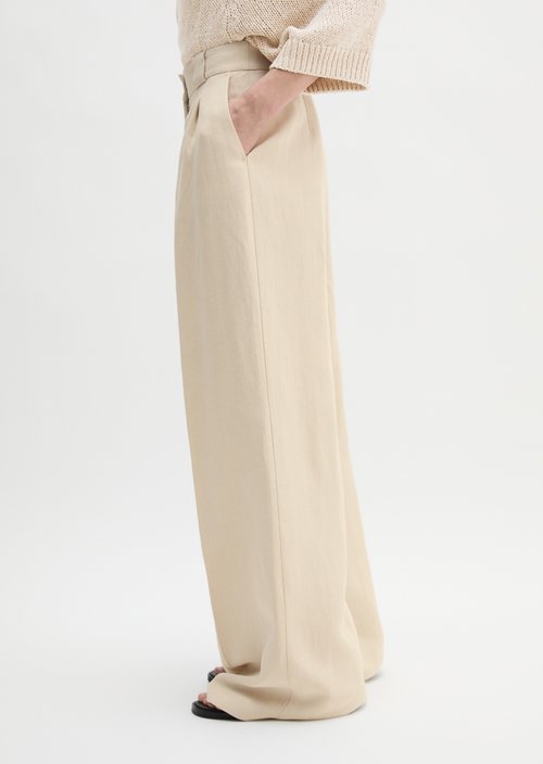 Wide tailored trousers — Dusty Beige Melange