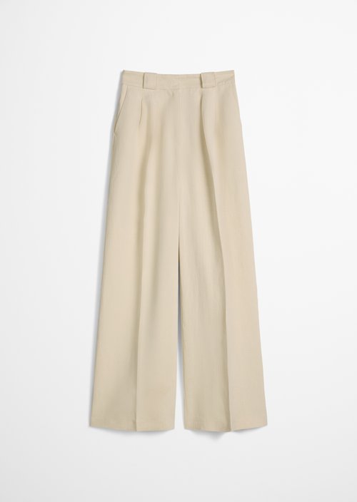 Wide tailored trousers — Dusty Beige Melange
