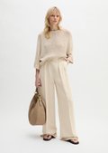 Wijde getailleerde broek gemaakt van een viscose-linnen mix - beige