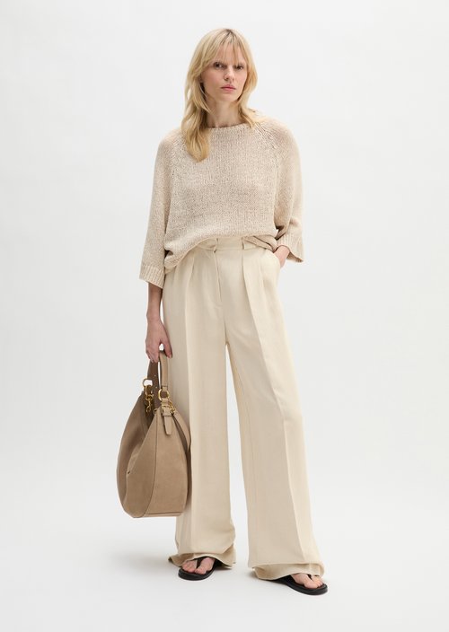 Wide tailored trousers — Dusty Beige Melange