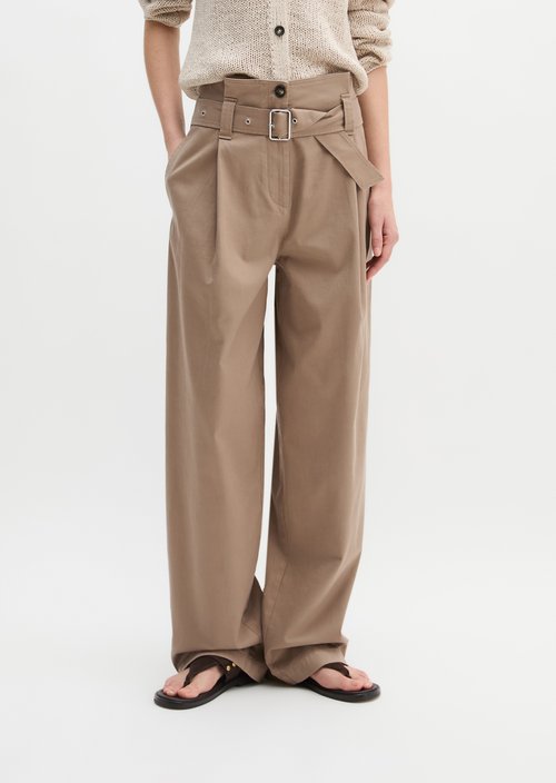 Paperbag pants straight — Earthy Taupe