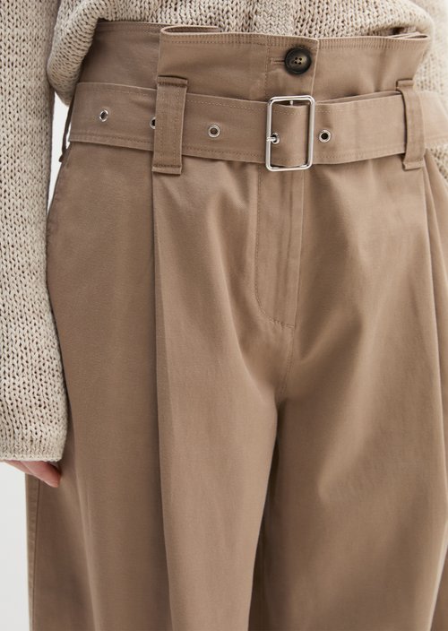 Paperbag pants straight — Earthy Taupe