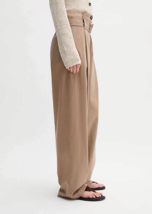 Paperbag pants straight — Earthy Taupe