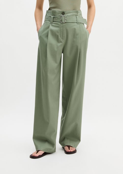 Paperbag pants straight — Fresh Sage