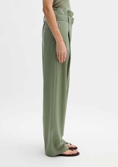 Paperbag pants straight — Fresh Sage