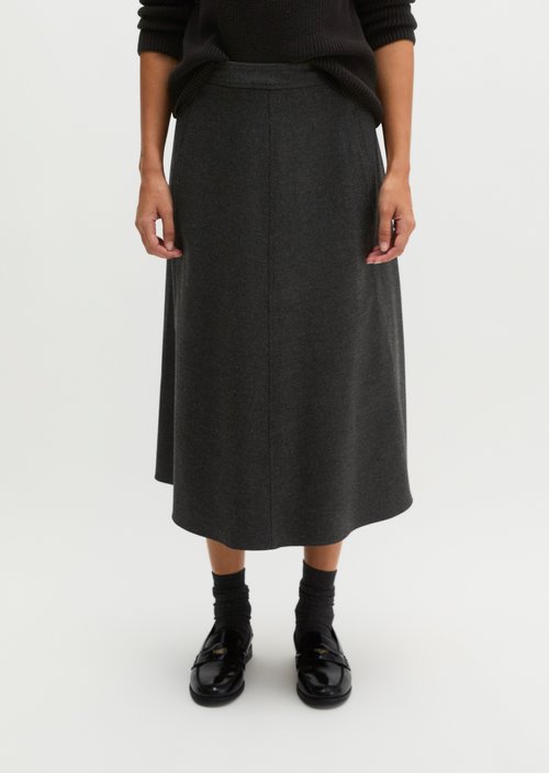 Long A-Line Skirt — Coal Grey Melange