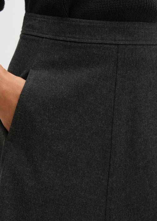 Lange rok in A-lijn Coal Grey Melange in detailaanzicht