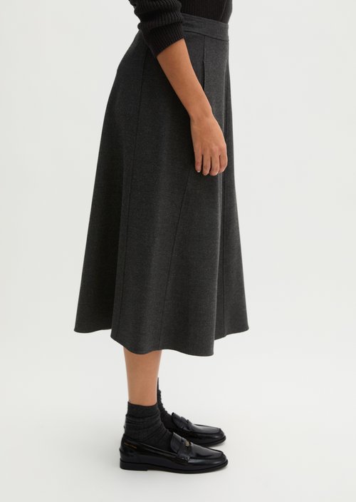 Long A-Line Skirt — Coal Grey Melange