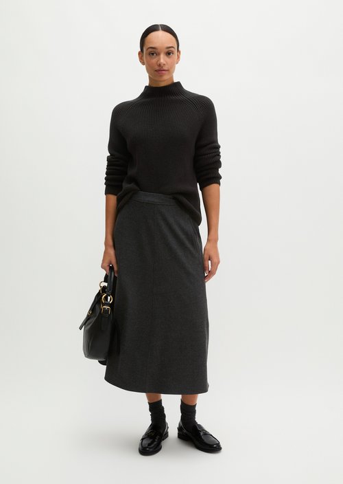Long A-Line Skirt — Coal Grey Melange