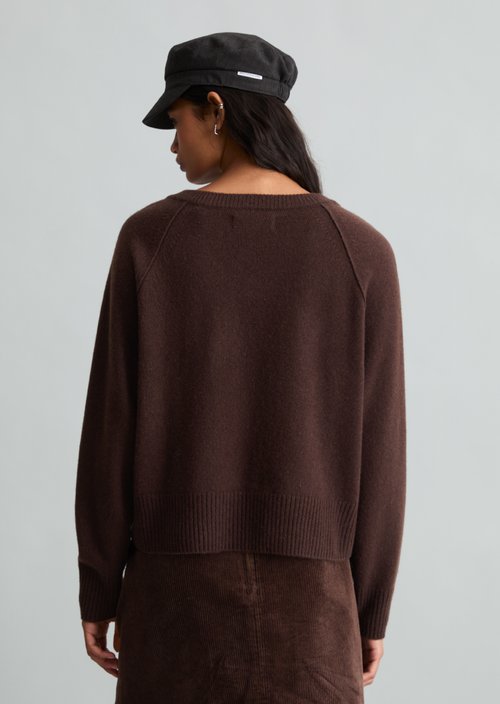 Merino V-Neck Sweater, Regular Fit — Espresso Brown