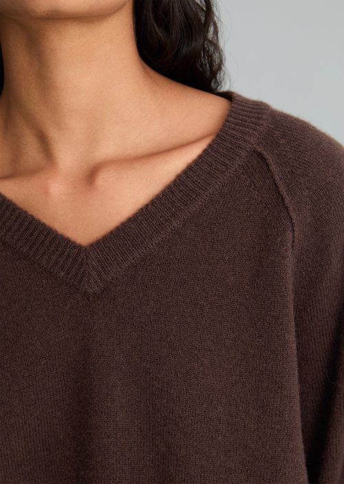 Merino V-Neck Sweater, Regular Fit — Espresso Brown