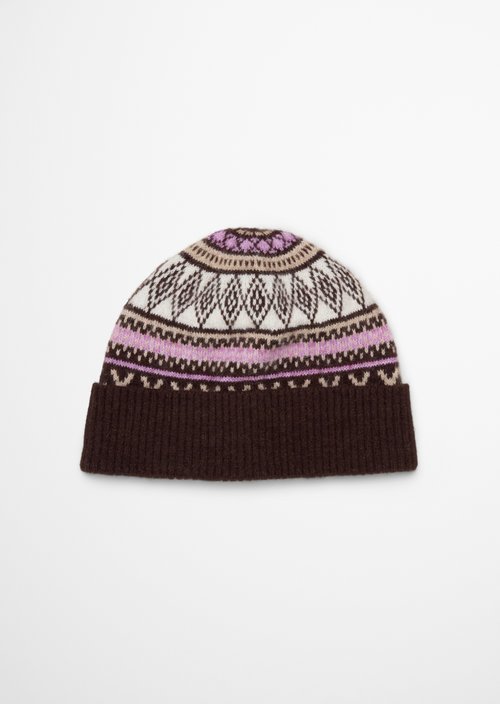 Jacquard-Knit Beanie — Medium Brown
