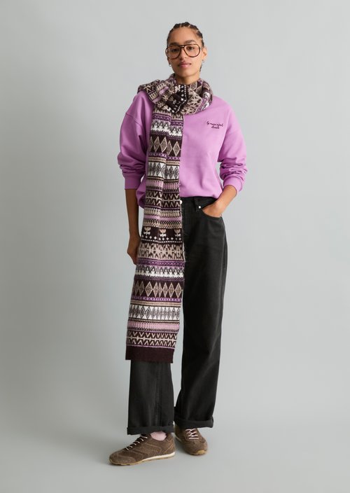 Jacquard-Strickschal — Medium Brown