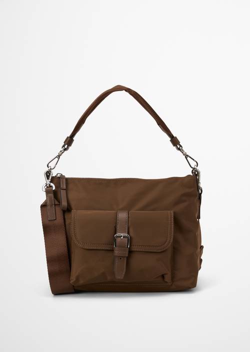 Hobo Bag Model Caren Dark Walnut in Frontalansicht