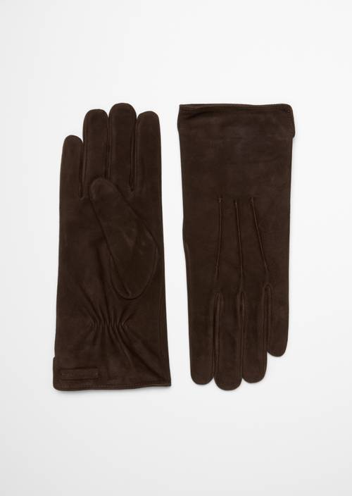Ziegenleder-Handschuhe Burnt Coffee in Frontalansicht