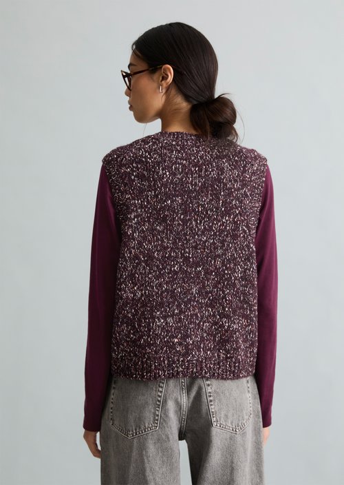 Sleeveless Tweed Cardigan, Regular Fit — Mahagony Jam