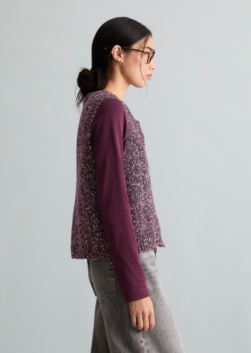 Sleeveless Tweed Cardigan, Regular Fit — Mahagony Jam