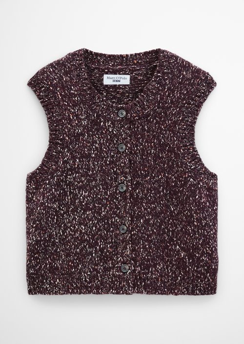 Sleeveless Tweed Cardigan, Regular Fit — Mahagony Jam