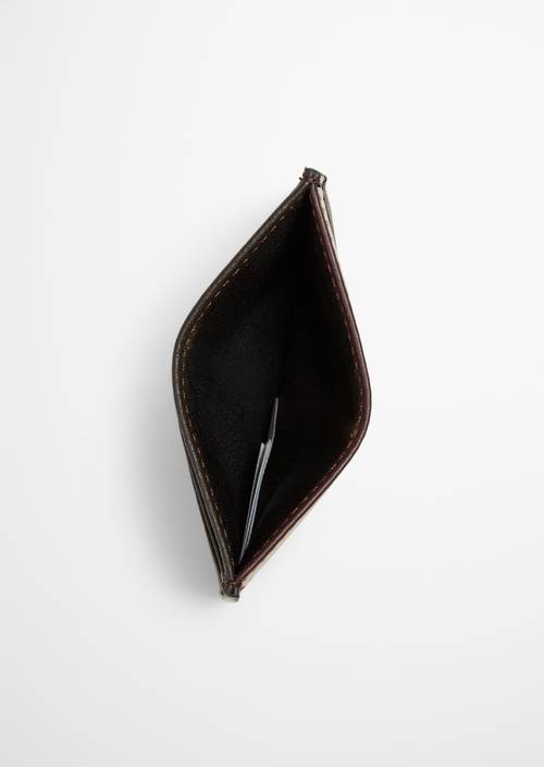 Card Case, Junis Model Burnt Coffee shown opened