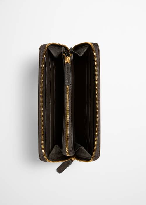 Finja Combination Wallet Burnt Coffee shown opened