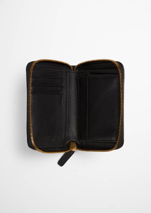 Ellis Zipper Wallet Black shown opened