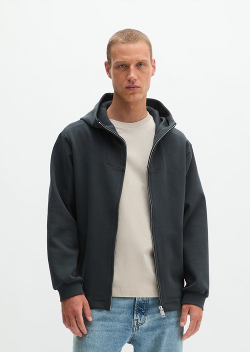 Regular-Fit Hooded Sweatshirt Jacket — Peppercorn Grey