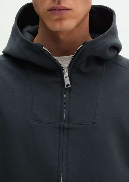 Regular-Fit Hooded Sweatshirt Jacket — Peppercorn Grey