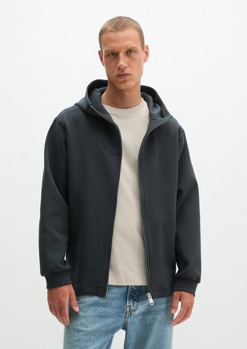 Regular-Fit Hooded Sweatshirt Jacket — Peppercorn Grey