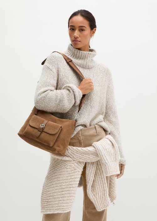 Caren Hobo Bag Pure Camel worn on model