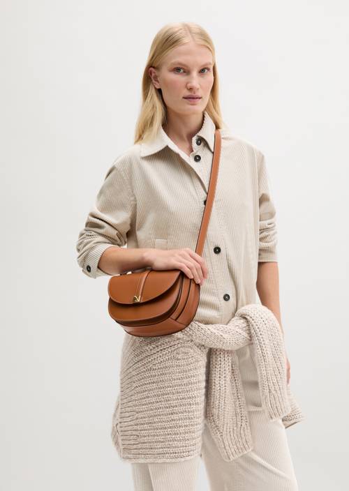 Taya Small Shoulder Bag Classy Camel worn on model