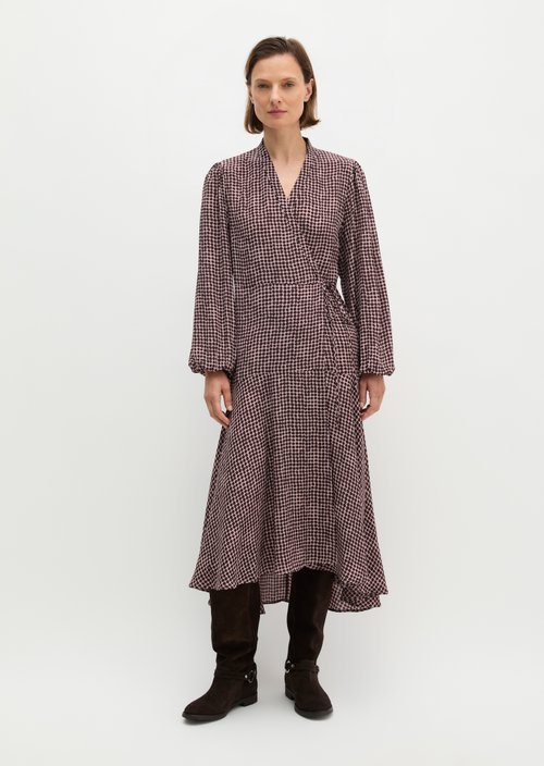 A-Line Wrap Dress — Dark Red