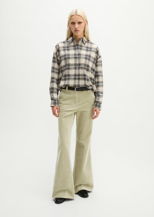 Relaxed Checkered Bubble Blouse — Offwhite
