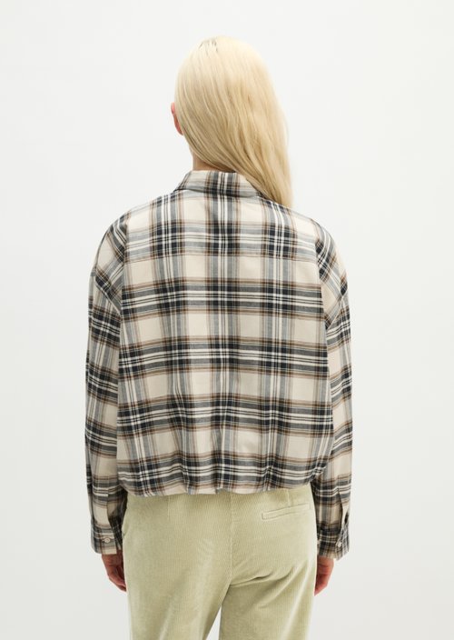 Relaxed Checkered Bubble Blouse — Offwhite