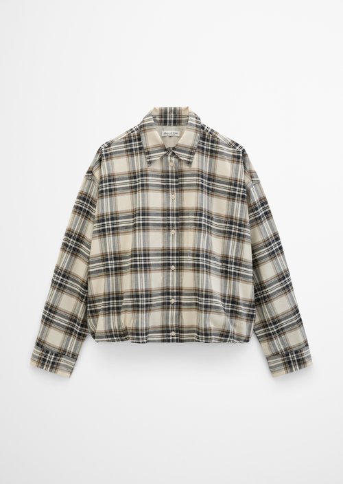 Relaxed Checkered Bubble Blouse — Offwhite
