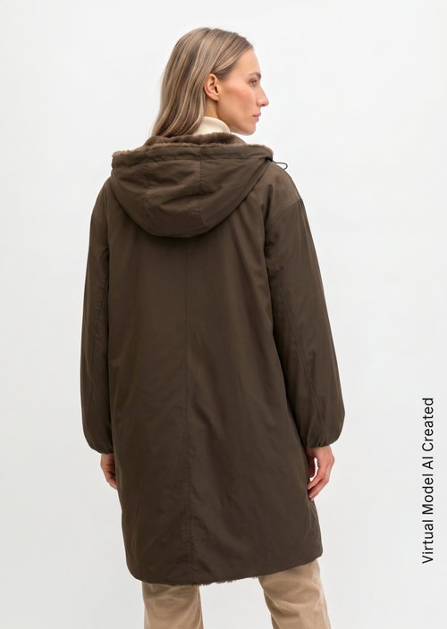 Reversible Coat, Relaxed Fit — Burnt Coffee