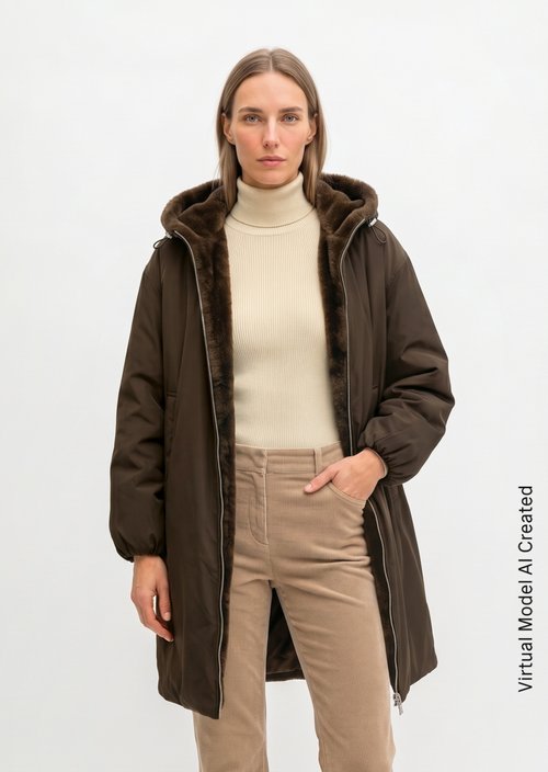 Reversible Coat, Relaxed Fit — Burnt Coffee