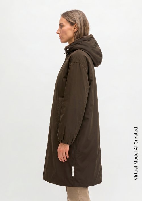 Reversible Coat, Relaxed Fit — Burnt Coffee