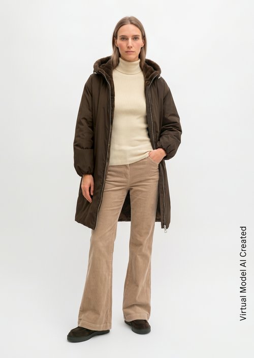 Reversible Coat, Relaxed Fit — Burnt Coffee