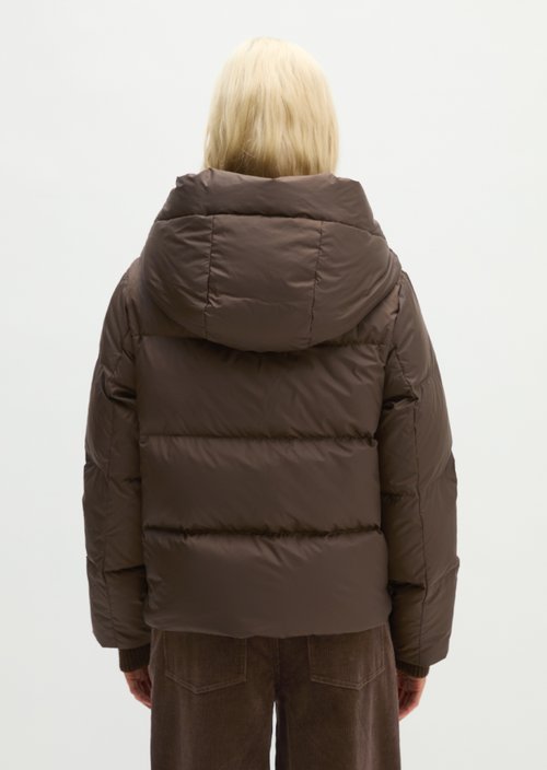 Regular-Fit Quilted Down Jacket with Hood — Burnt Coffee (alternate view)