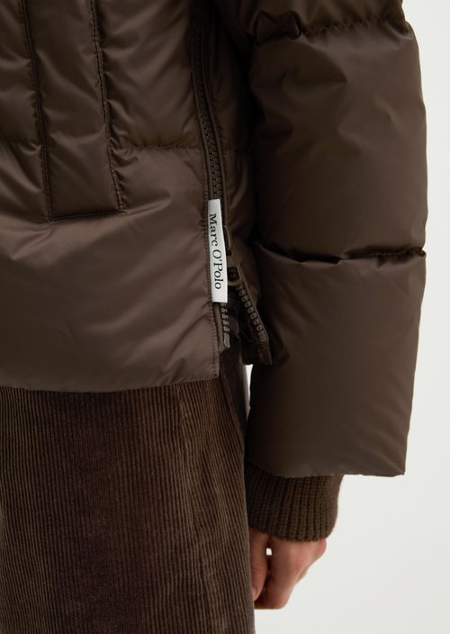 Regular-Fit Quilted Down Jacket with Hood — Burnt Coffee