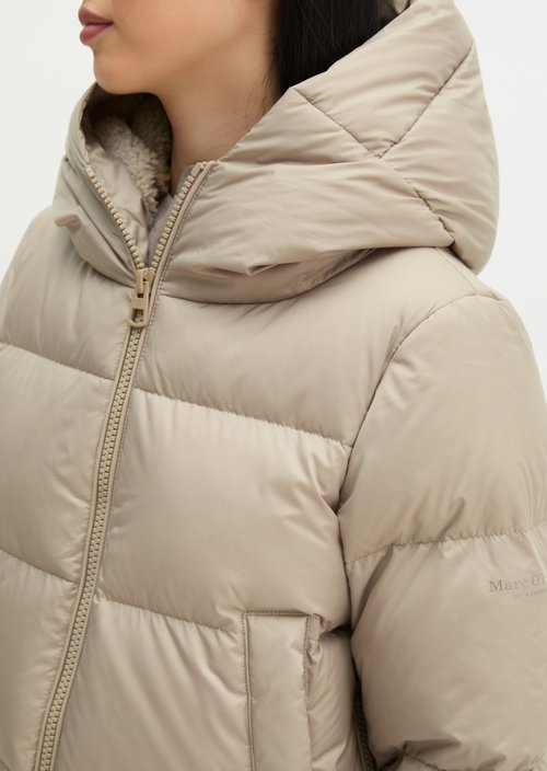 Regular-Fit Quilted Down Jacket with Hood — Earthy Taupe