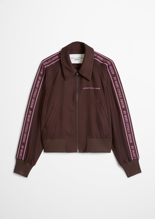 Cropped blouson with woven logo strip — Espresso Brown