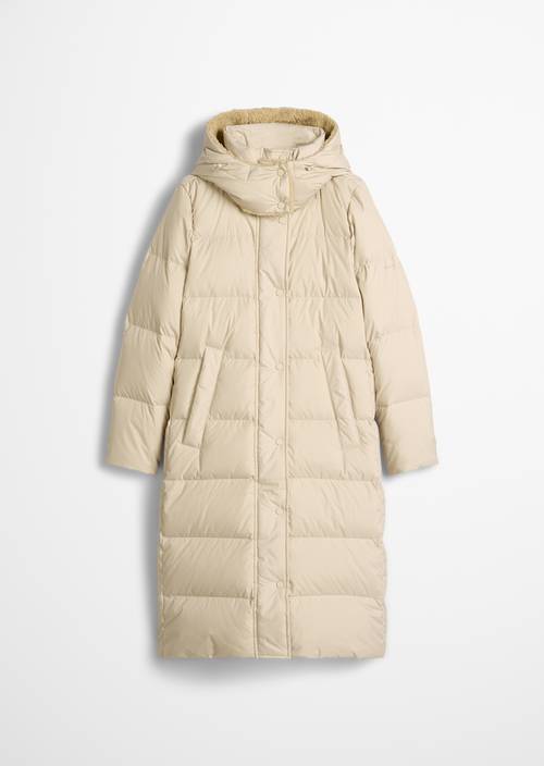 Quilted Down Coat with Hood, Regular Fit Smokey Sands in isolated view without model