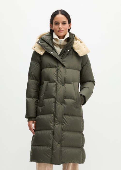 Quilted Down Coat with Hood, Regular Fit — Dim Shadow