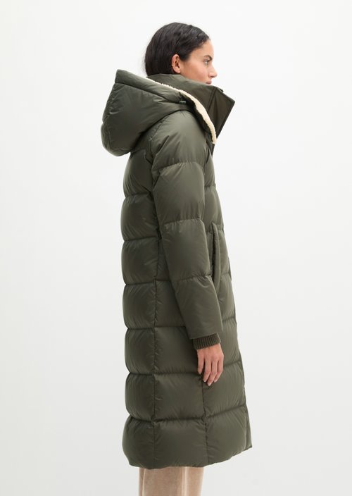 Quilted Down Coat with Hood, Regular Fit — Dim Shadow
