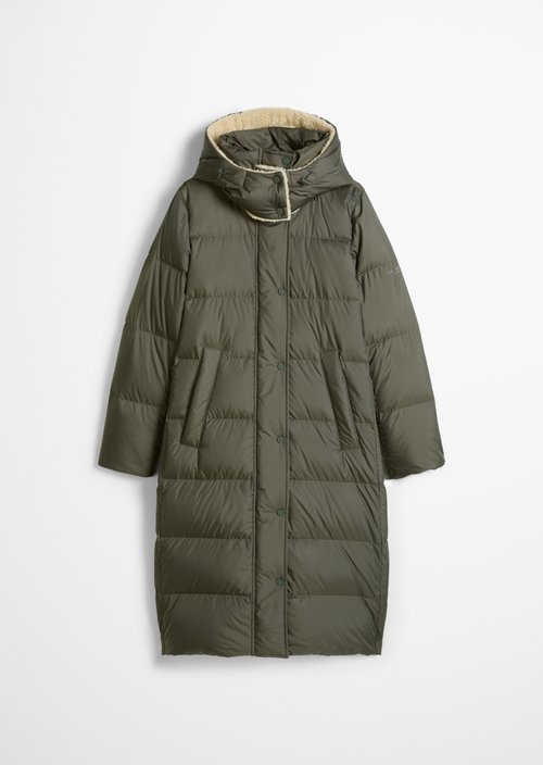 Quilted Down Coat with Hood, Regular Fit — Dim Shadow