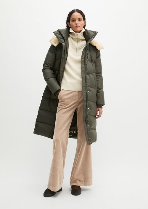 Quilted Down Coat with Hood, Regular Fit — Dim Shadow